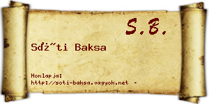 Sóti Baksa névjegykártya